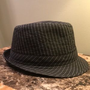 Black Pinstripe Fedora Hat
